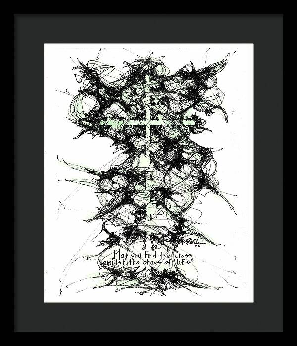 Chaos Order Cross 16 - Joyful Green - Framed Print