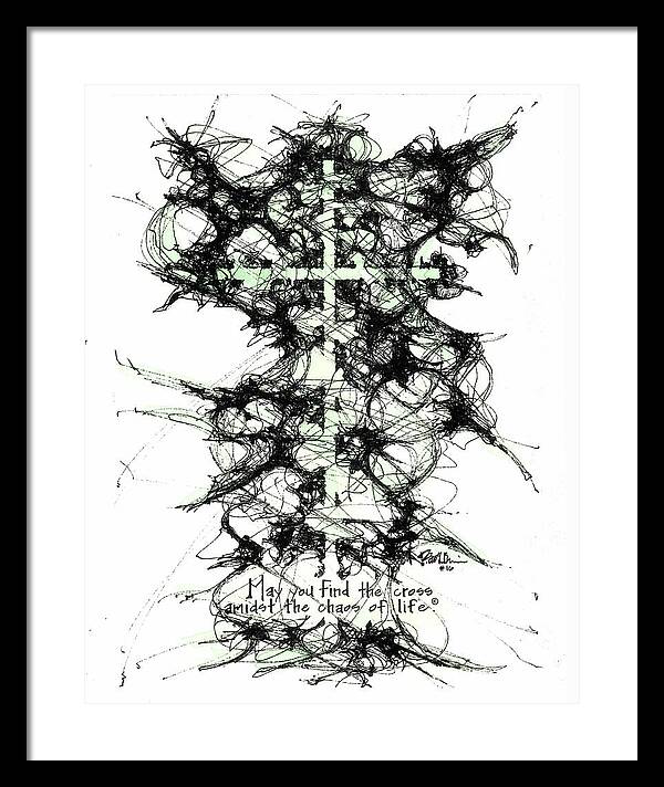 Chaos Order Cross 16 - Joyful Green - Framed Print