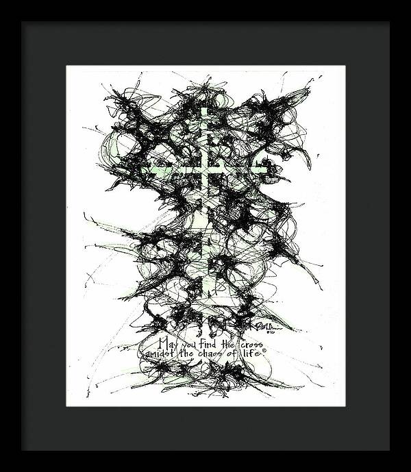 Chaos Order Cross 16 - Joyful Green - Framed Print