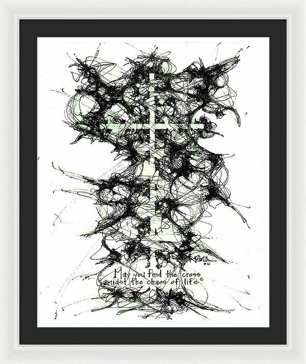 Chaos Order Cross 16 - Joyful Green - Framed Print