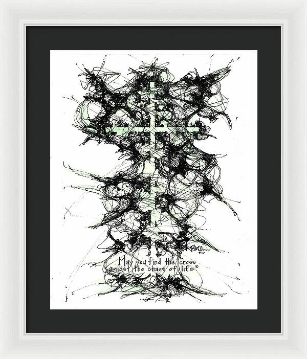 Chaos Order Cross 16 - Joyful Green - Framed Print