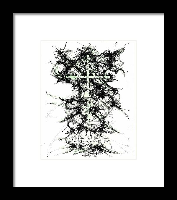 Chaos Order Cross 16 - Joyful Green - Framed Print