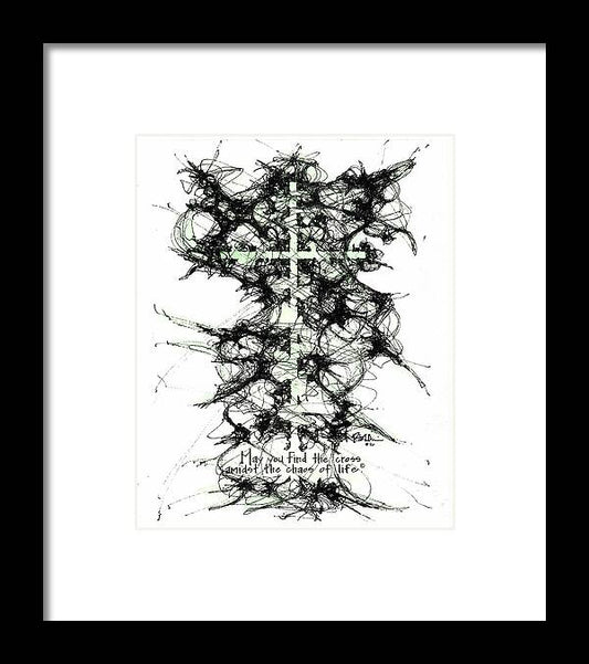Chaos Order Cross 16 - Joyful Green - Framed Print