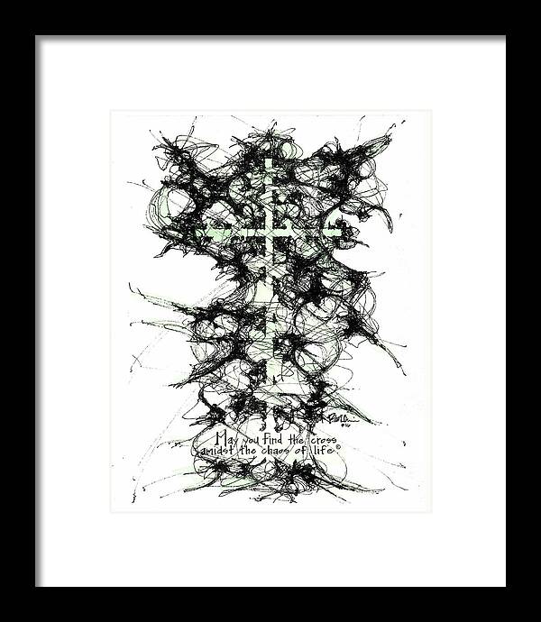 Chaos Order Cross 16 - Joyful Green - Framed Print