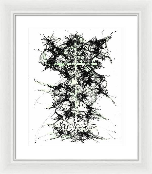 Chaos Order Cross 16 - Joyful Green - Framed Print