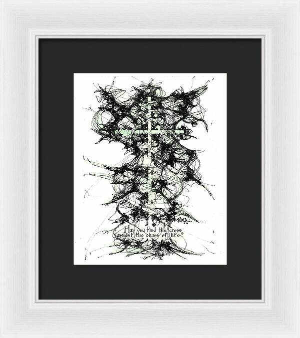 Chaos Order Cross 16 - Joyful Green - Framed Print