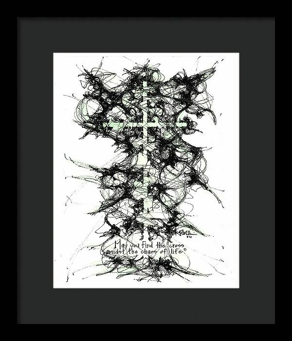 Chaos Order Cross 16 - Joyful Green - Framed Print