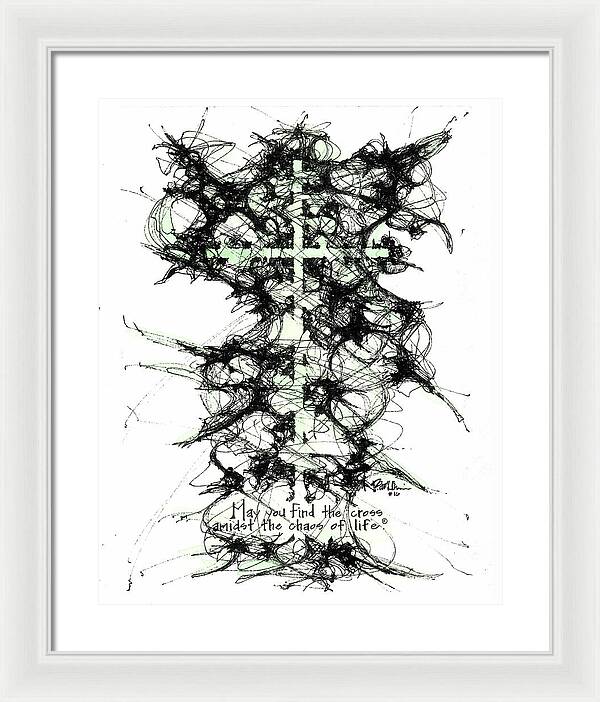 Chaos Order Cross 16 - Joyful Green - Framed Print
