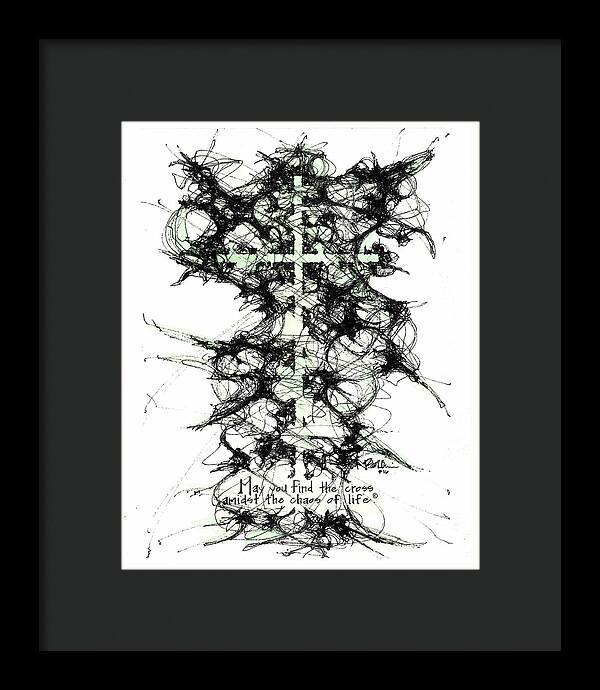 Chaos Order Cross 16 - Joyful Green - Framed Print