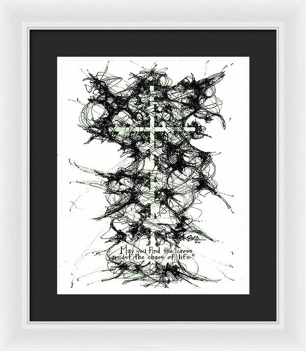 Chaos Order Cross 16 - Joyful Green - Framed Print