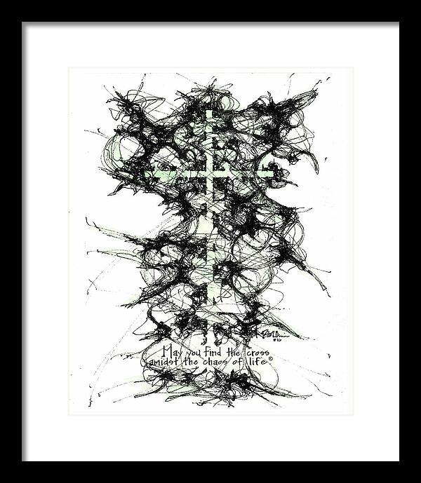 Chaos Order Cross 16 - Joyful Green - Framed Print