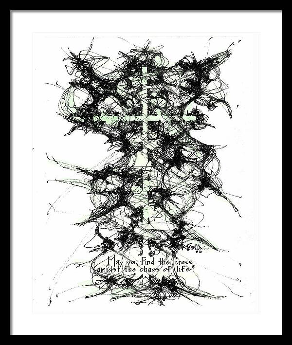 Chaos Order Cross 16 - Joyful Green - Framed Print