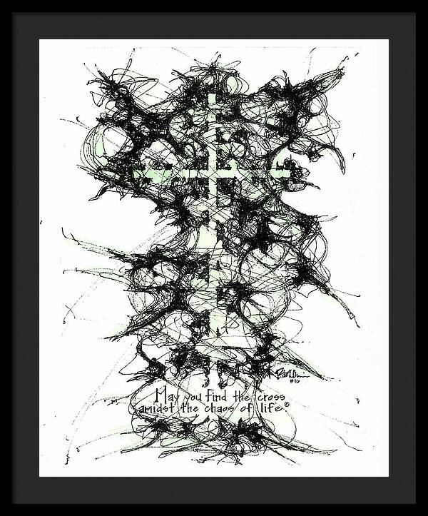 Chaos Order Cross 16 - Joyful Green - Framed Print