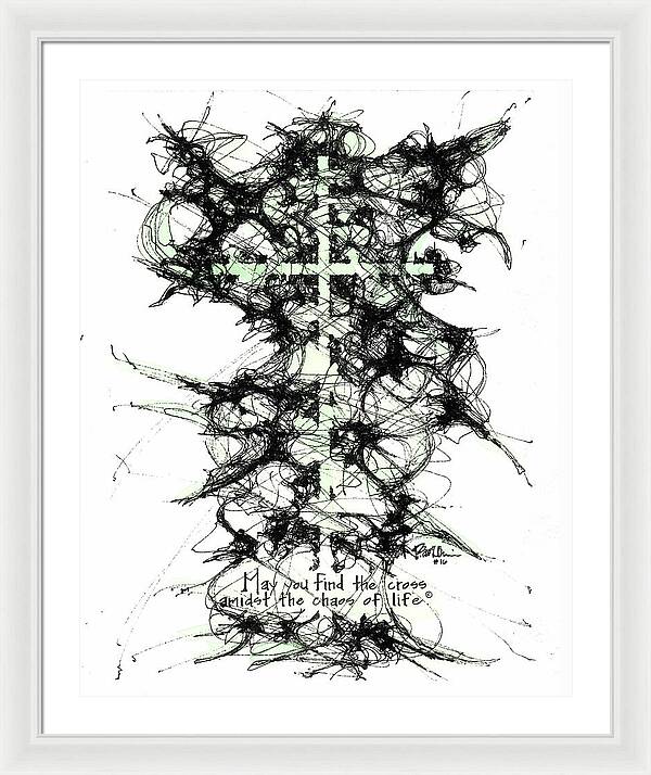 Chaos Order Cross 16 - Joyful Green - Framed Print