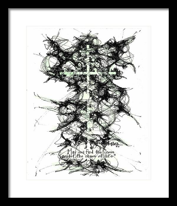 Chaos Order Cross 16 - Joyful Green - Framed Print