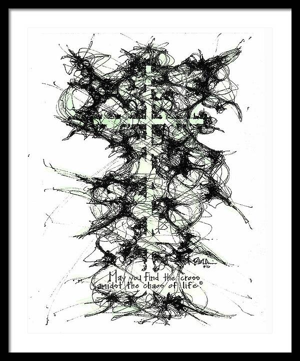 Chaos Order Cross 16 - Joyful Green - Framed Print