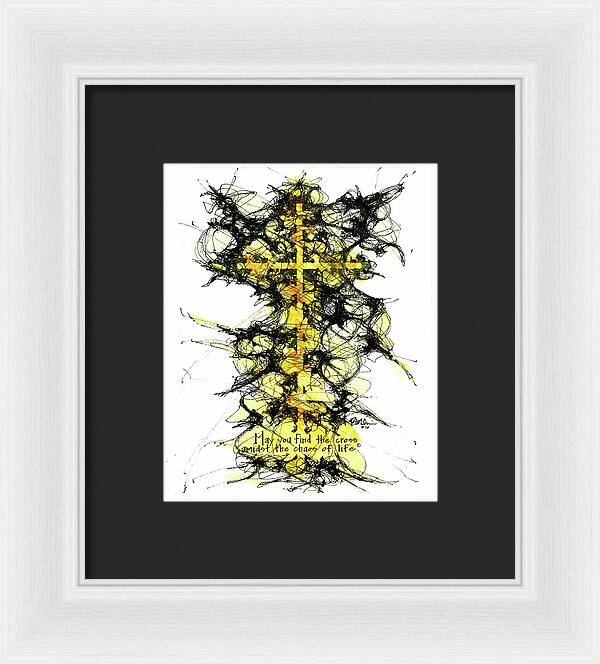 Chaos Order Cross 16 - Luminous Yellow - Framed Print