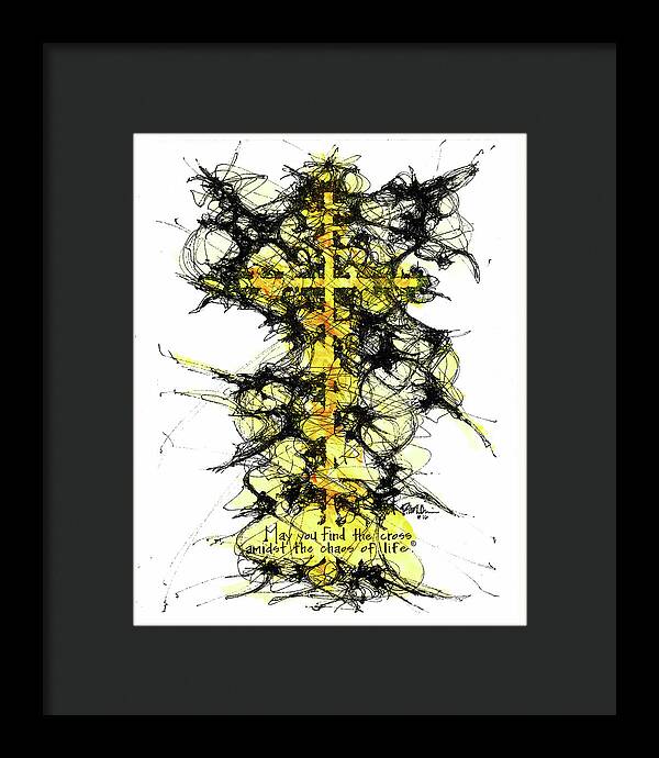 Chaos Order Cross 16 - Luminous Yellow - Framed Print