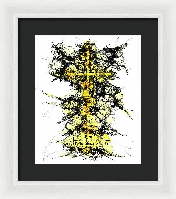 Chaos Order Cross 16 - Luminous Yellow - Framed Print