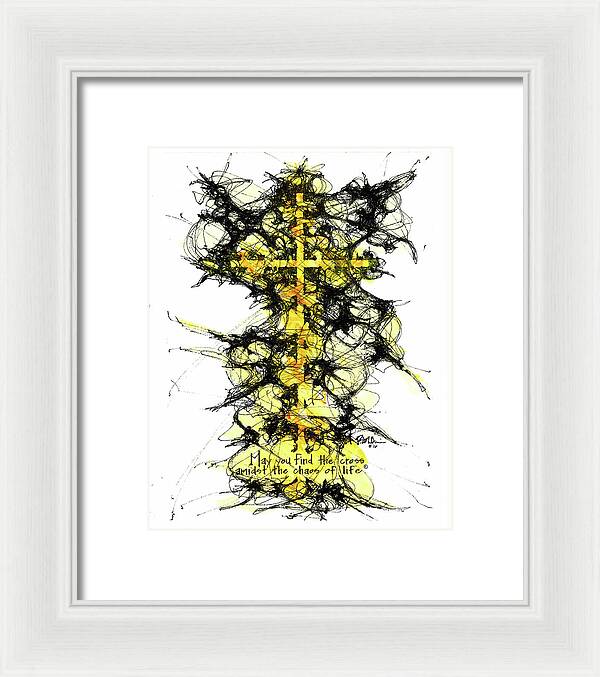 Chaos Order Cross 16 - Luminous Yellow - Framed Print