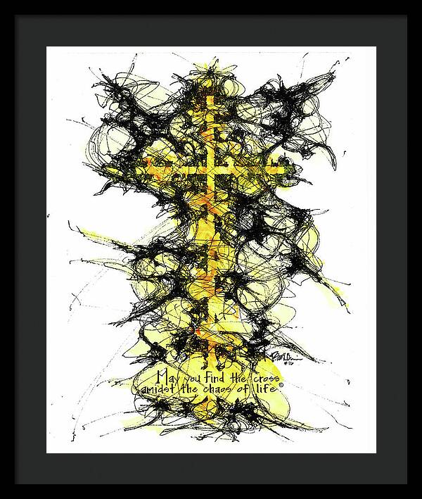 Chaos Order Cross 16 - Luminous Yellow - Framed Print