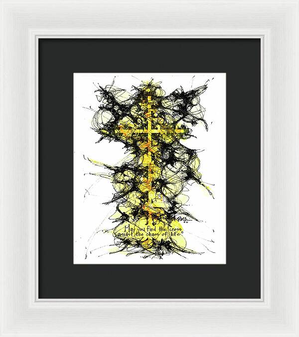 Chaos Order Cross 16 - Luminous Yellow - Framed Print