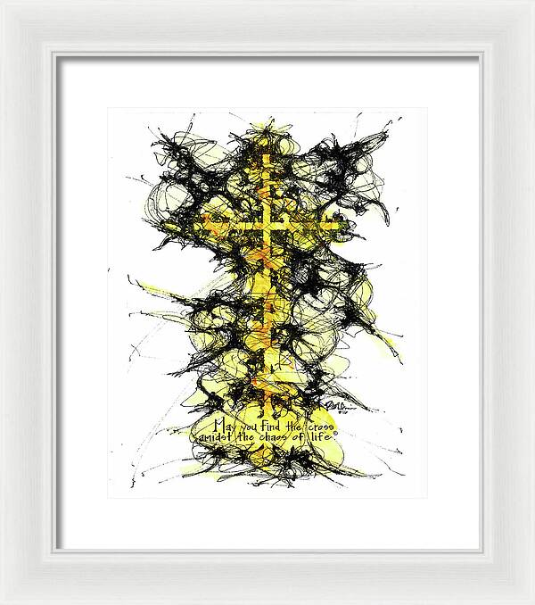Chaos Order Cross 16 - Luminous Yellow - Framed Print