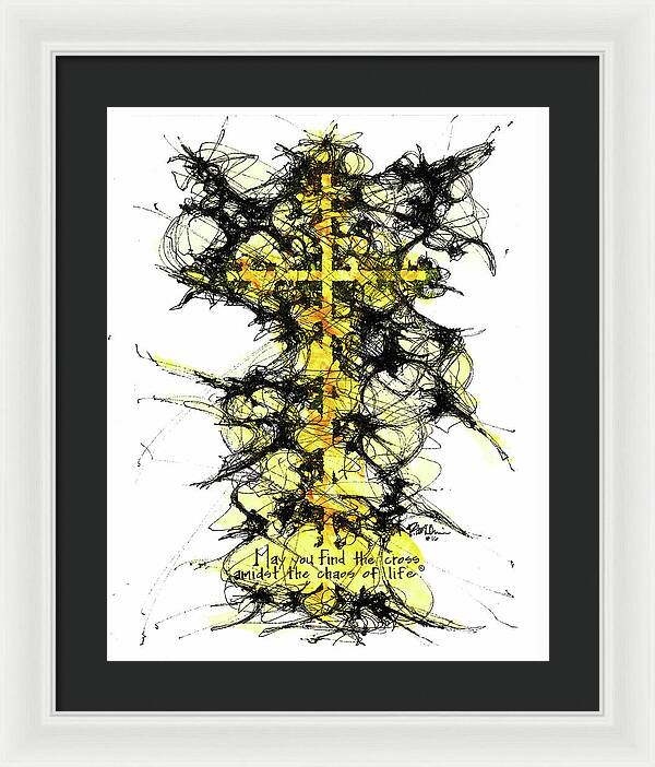 Chaos Order Cross 16 - Luminous Yellow - Framed Print