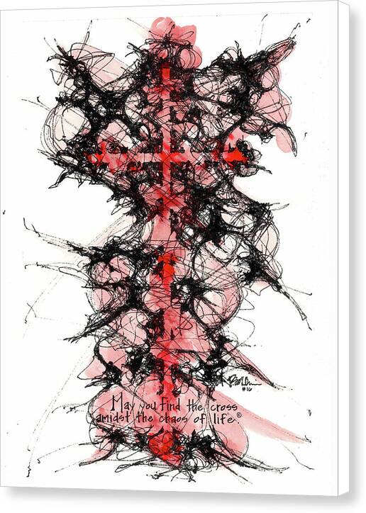 Chaos Order Cross 16 - Sorrowful Red - Canvas Print