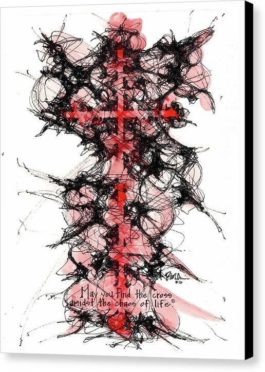 Chaos Order Cross 16 - Sorrowful Red - Canvas Print