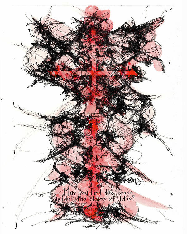 Chaos Order Cross 16 - Sorrowful Red - Art Print