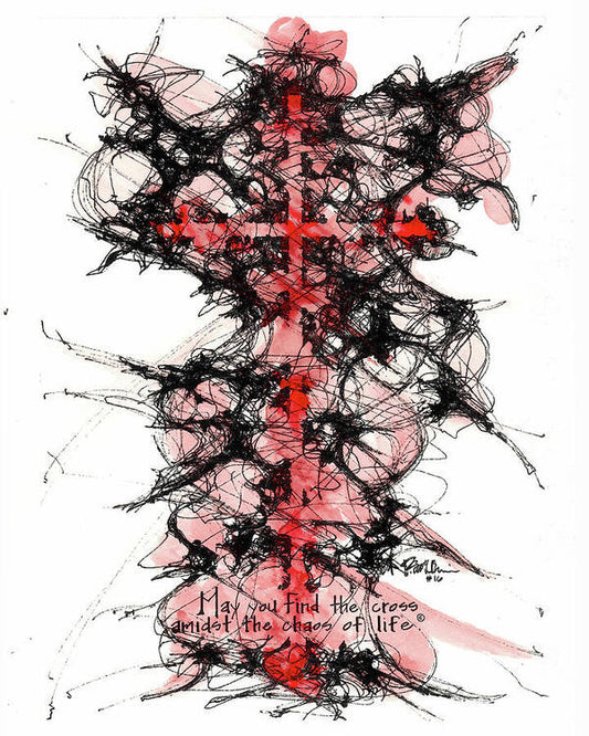 Chaos Order Cross 16 - Sorrowful Red - Art Print