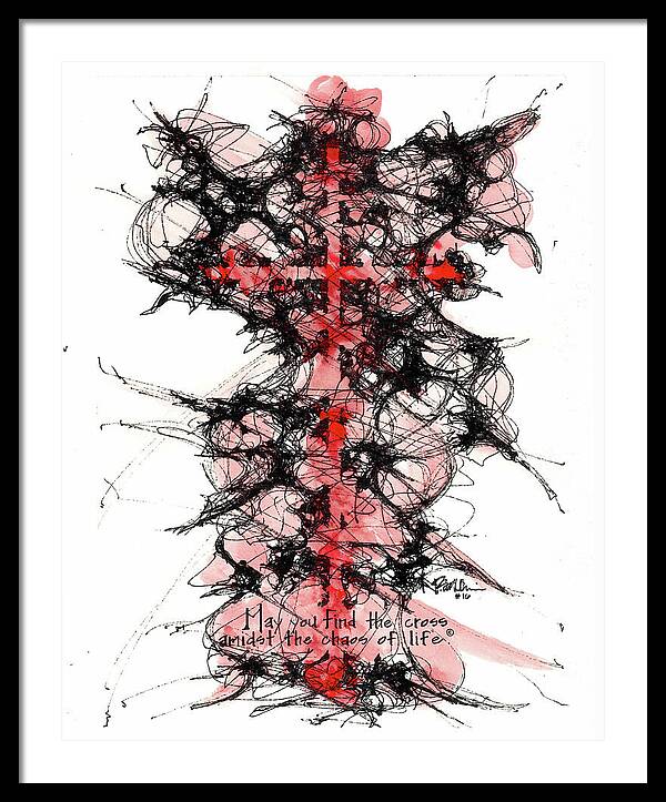 Chaos Order Cross 16 - Sorrowful Red - Framed Print