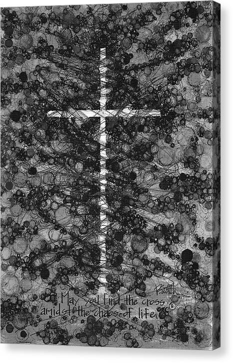 Chaos Order Cross 17 - Black and White - Canvas Print