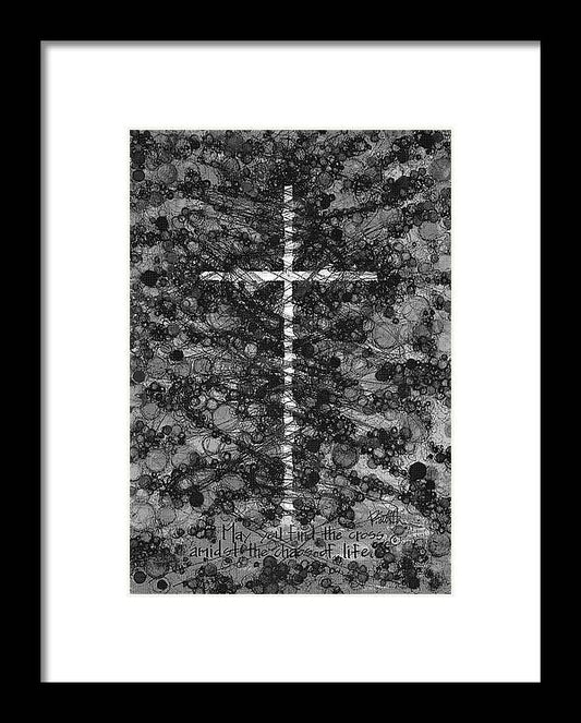Chaos Order Cross 17 - Black and White - Framed Print