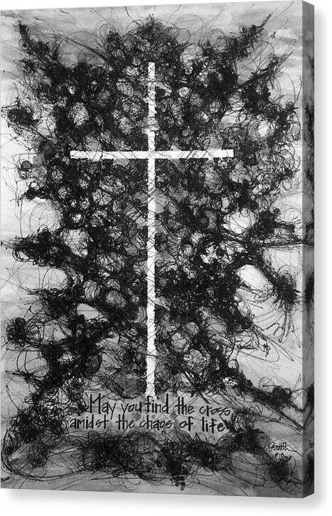 Chaos Order Cross 18 - Black and White - Canvas Print