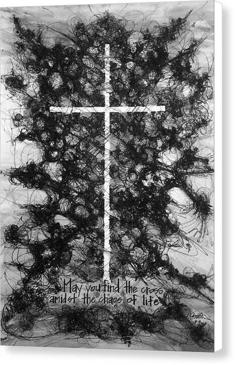 Chaos Order Cross 18 - Black and White - Canvas Print