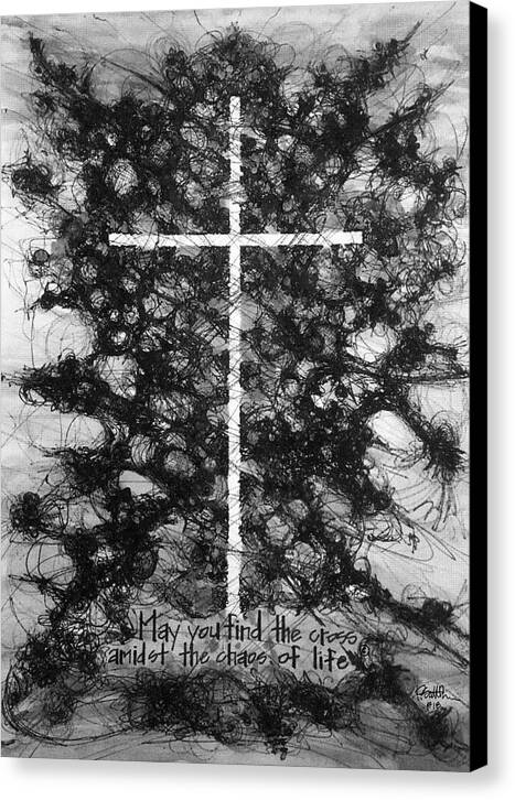 Chaos Order Cross 18 - Black and White - Canvas Print