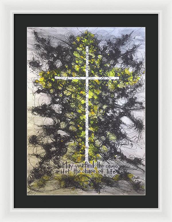 Chaos Order Cross 18 - Luminous Yellow - Framed Print