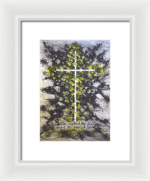 Chaos Order Cross 18 - Luminous Yellow - Framed Print