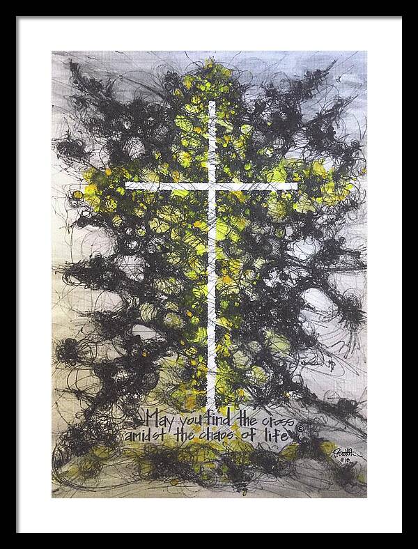 Chaos Order Cross 18 - Luminous Yellow - Framed Print