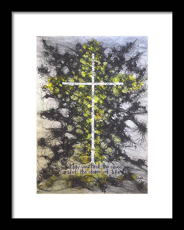 Chaos Order Cross 18 - Luminous Yellow - Framed Print