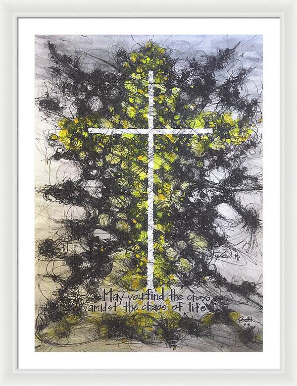 Chaos Order Cross 18 - Luminous Yellow - Framed Print