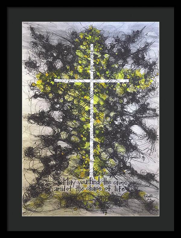 Chaos Order Cross 18 - Luminous Yellow - Framed Print