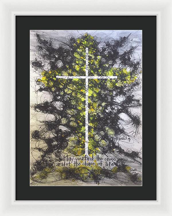 Chaos Order Cross 18 - Luminous Yellow - Framed Print