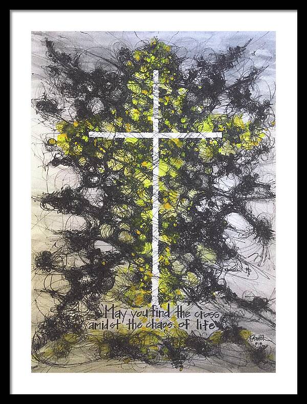 Chaos Order Cross 18 - Luminous Yellow - Framed Print