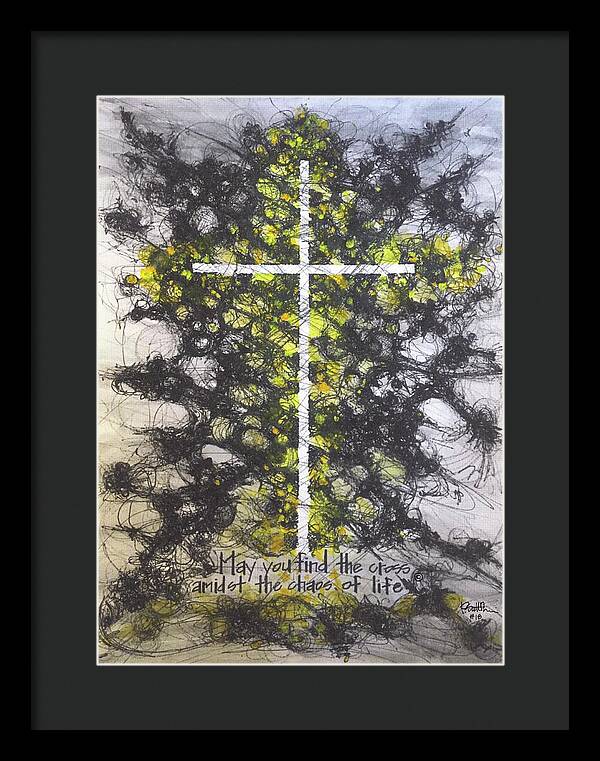 Chaos Order Cross 18 - Luminous Yellow - Framed Print