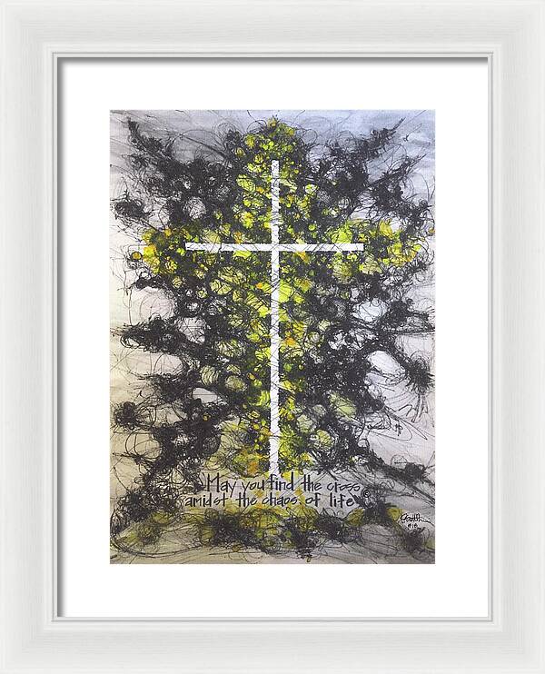 Chaos Order Cross 18 - Luminous Yellow - Framed Print