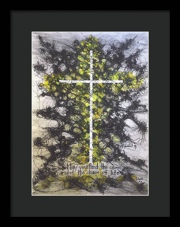 Chaos Order Cross 18 - Luminous Yellow - Framed Print