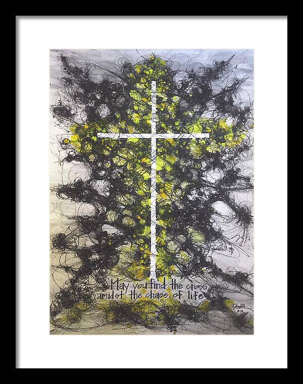 Chaos Order Cross 18 - Luminous Yellow - Framed Print